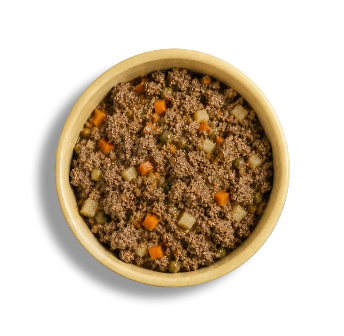Uma taça de comida real Benny servida em casa